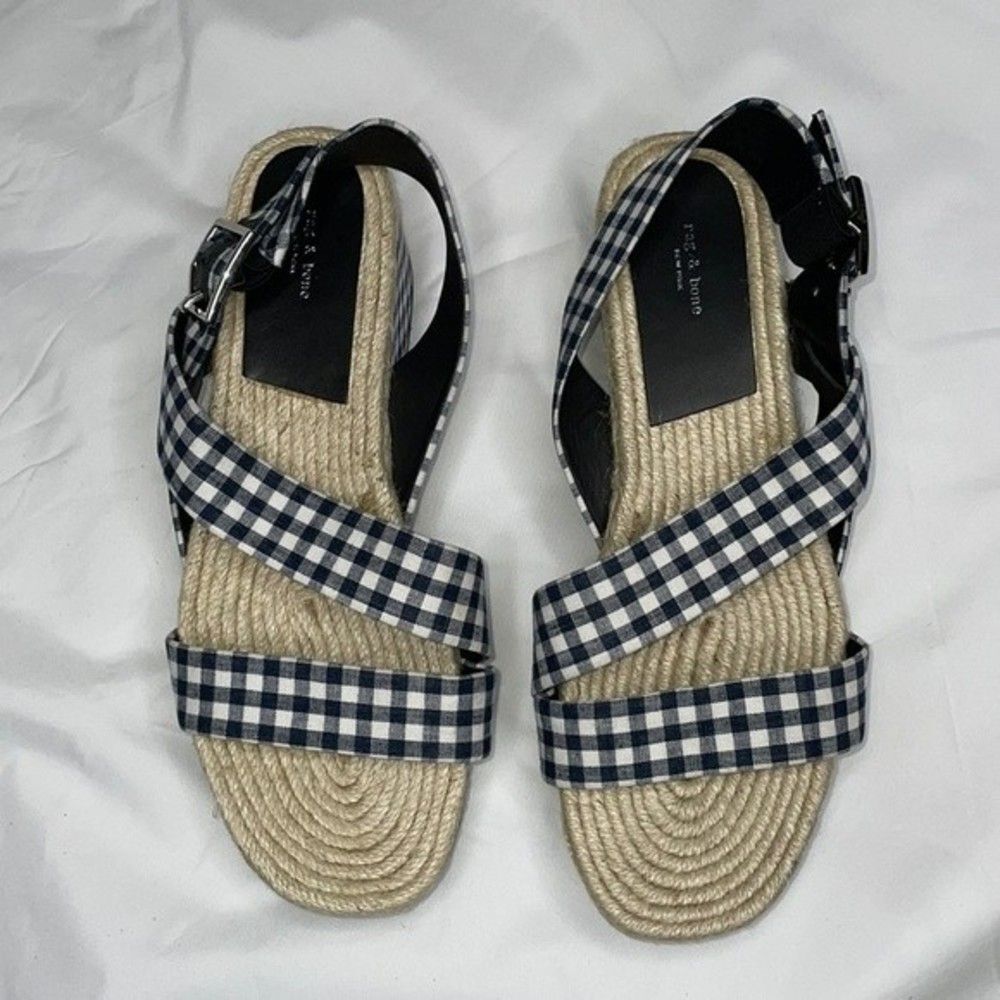 New RAG & BONE Womens Size 40 / US10 Plaid Print Slingback Sandals
